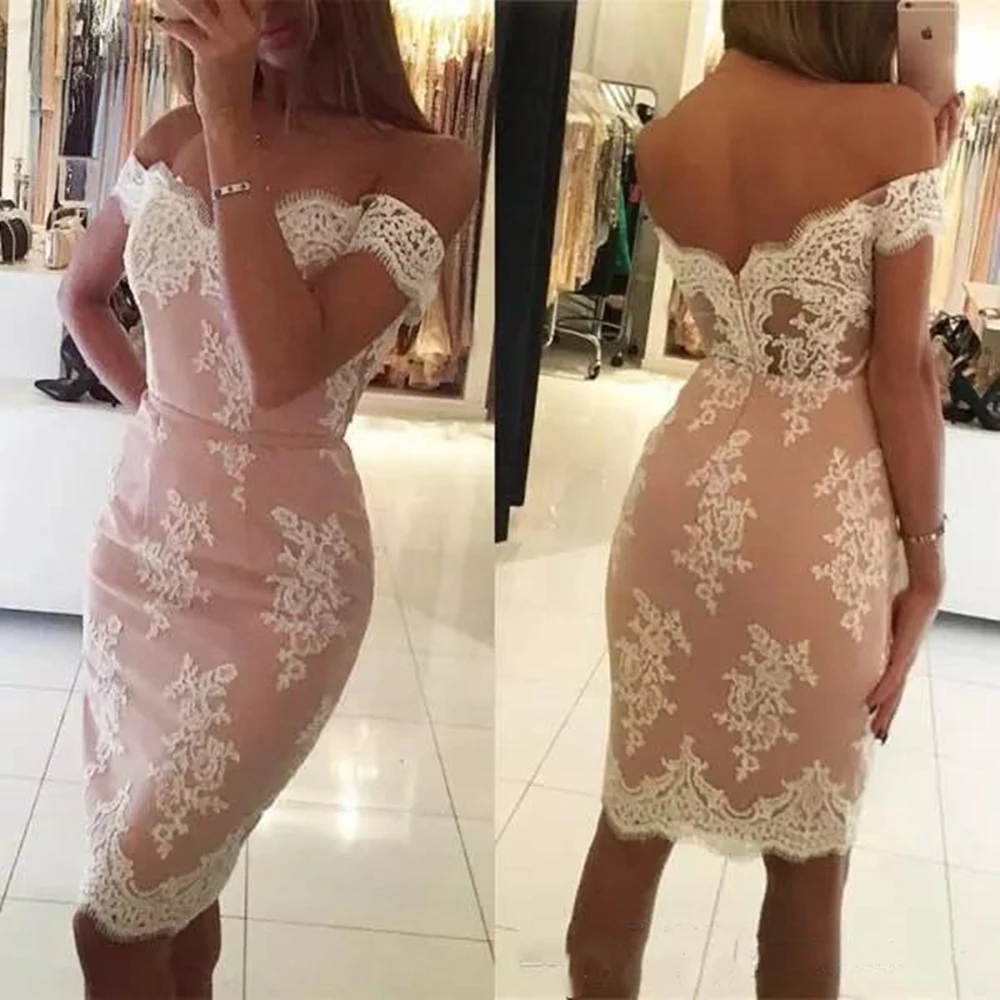 Robe de soiree сексуальные короткие кружевные вечерние платья с v-образным вырезом с открытыми плечами вечернее платье с аппликацией официальное вечернее платье