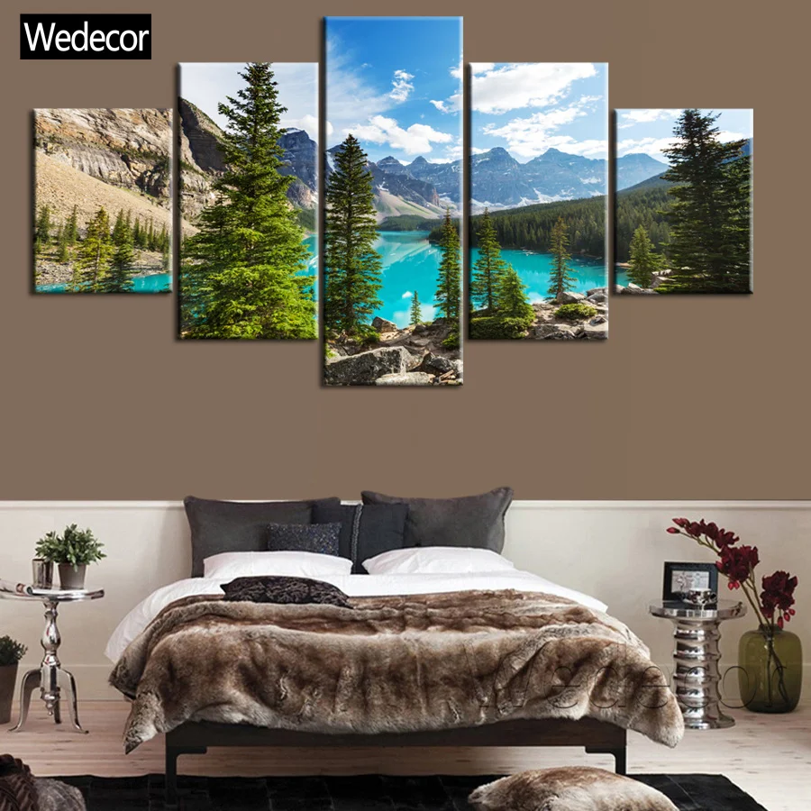 

5 Pieces HD Beautiful Moraine Lake Banff National Park Prints 4 Poster Prints Wall Art 3 Canvas Painting For Living Room W1003-8