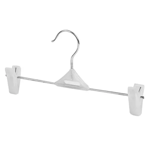 Home 2 Clips Clamps Clothes Pants White Silver Tone Hanger Hook, 10