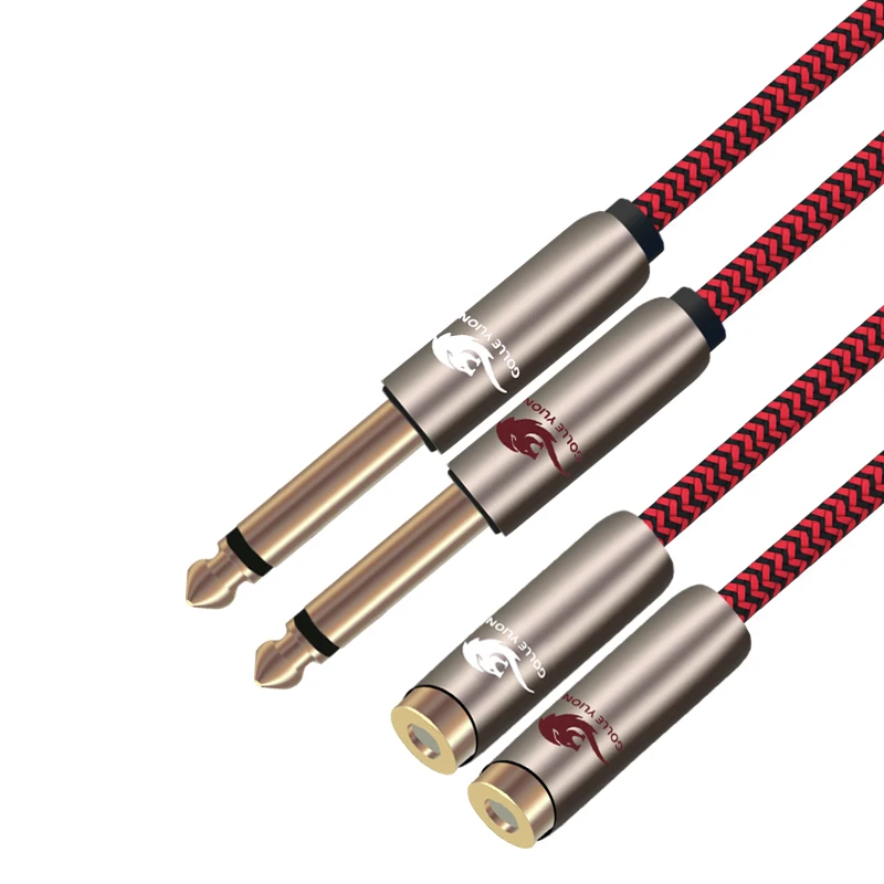 Hi Fi аудиокабель 2*6 35 мм штекер на 2 * RCA разъем микшерная консоль AMP двойной F 1/4