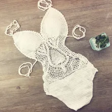 Вязанный крючком цельный купальник, сексуальный, открытая, купальник для женщин, купальник, монокини, купальные костюмы с подкладкой, Maillot De Bain 128