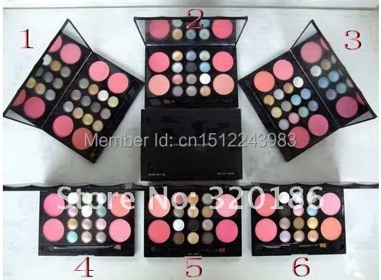free shipping new makeup 12 Colors Eye shadow Eyeshadow &amp 4 blush blusher with brush (6pcs/lot) | Красота и здоровье