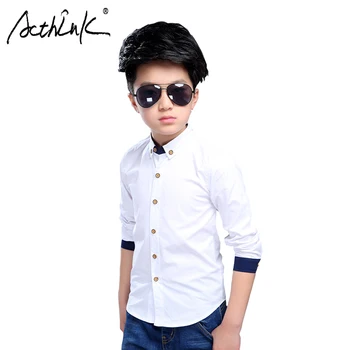 

ActhInK 2019 New Arrival Boys Long Sleeve White Shirt Boys Formal Wedding Shirts Kids Cotton Shirts Big Boys Casual Shirts