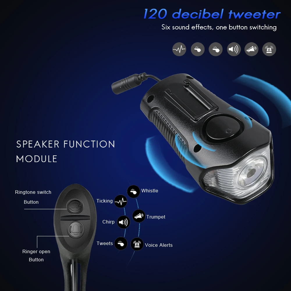 Flash Deal Bike Light Rechargeable USB MTB Bicycle Headlight Cycle Lights LED Flashlight for Bicycle Front Light Speedometer Horn 3 in 1 3