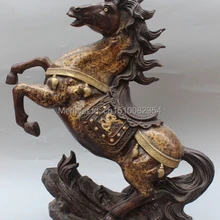 1" Клеймо Китайский Бронзовый Свинка Фэншуй Животных Зодиак Год Дракона Статуя Коня