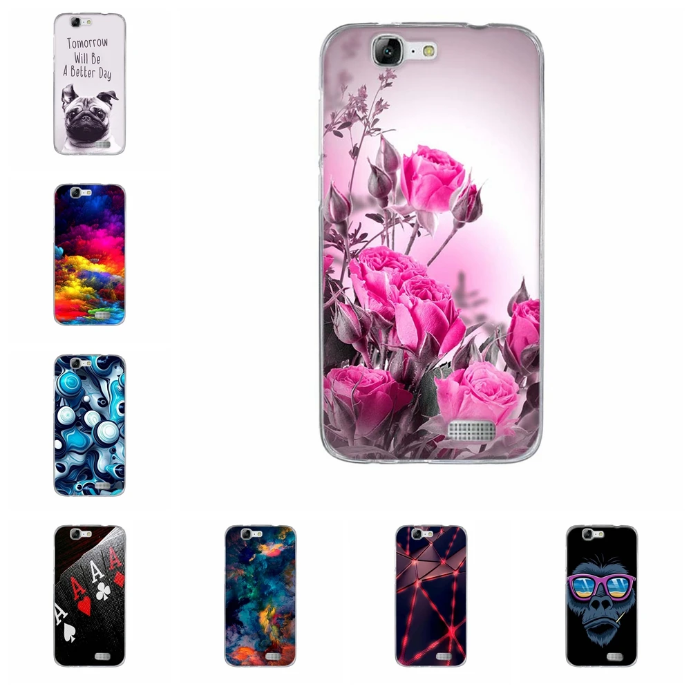

Silicone Case For Huawei Ascend G7 Pattern Print Case TPU Back Protective Cover For Huawei Ascend G7 C199 G7-L01 L03 Phone Funda