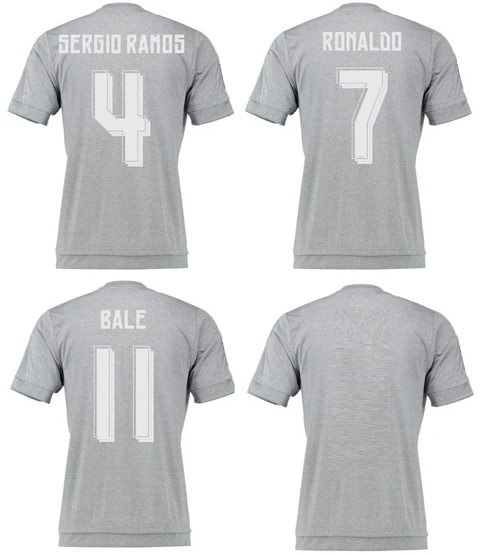 Top Thai quality 15/16 best away soccer jersey ronaldo ozil 2014/2015 isco bale pepe grey good football shirt kit james uniform | Спорт и