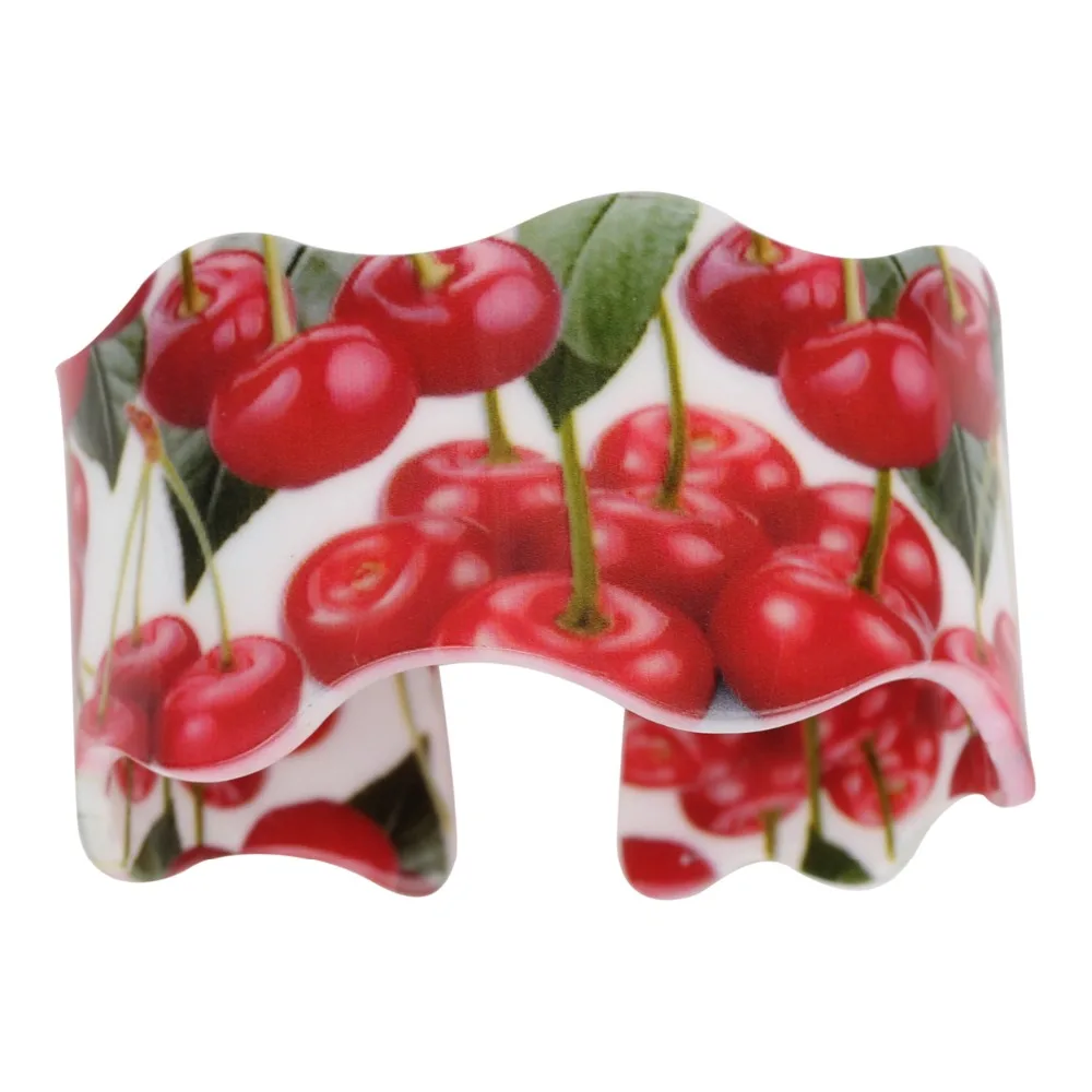 NEWEI сладкий акриловые Cherry узор широкие браслеты на запястье новости моды Фрукты
