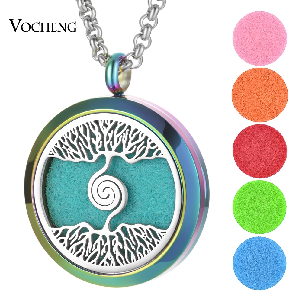 

15 Styles Colorful 30mm Aromatherapy Perfume Diffuser Locket Necklace 316L Stainless Steel Magnetic Randomly Send 10pcs Oil Pads