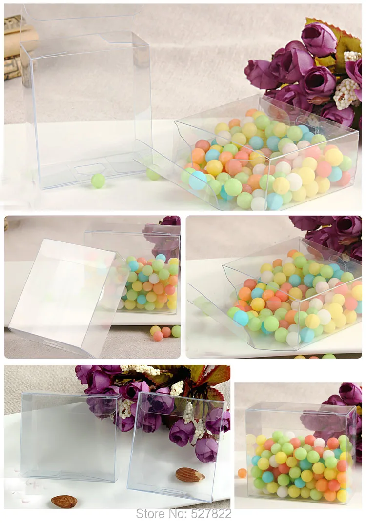 100pcs 3x6x7cm Clear transparent plastic pvc packing pvc clear boxes wedding favours gift boxes Free Shipping