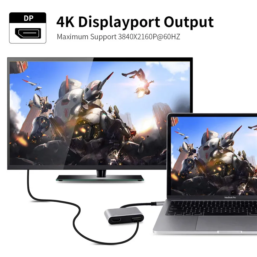 USB C концентратор к HDMI Displayport адаптер 3 1 type Thunderbolt DP 4K 60HZ кабель конвертер для Macbook| |