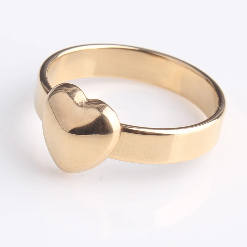 

free shipping 4mm Gold color love heat 316L Stainless Steel finger rings for men women wholesale