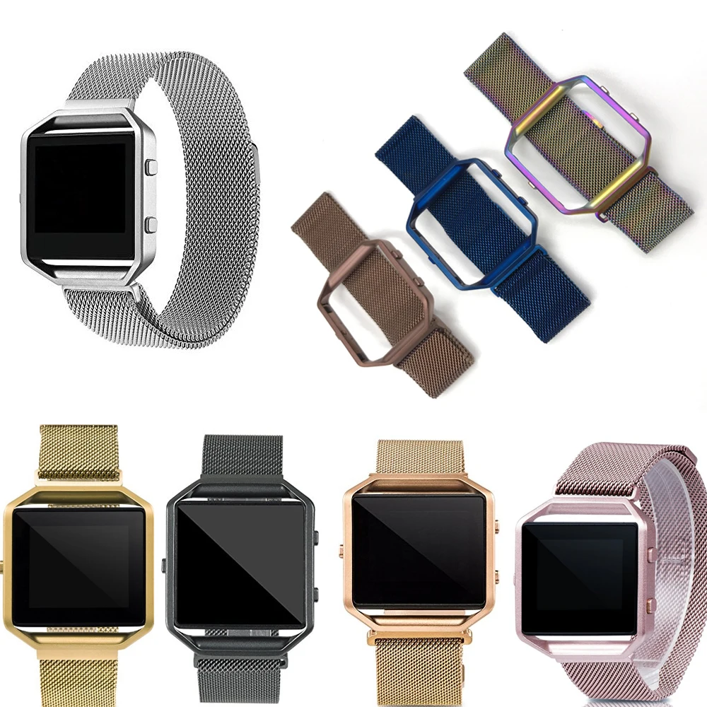 23mm Milanese Loop Strap + Metal Frame for Fitbit Blaze Stainless Steel Watch Band Magnetic Lock Bracelet Black Rose Gold Silver 23mm Milanese Loop Strap + Metal Frame for Fitbit Blaze Stainless Steel Watch Band Magnetic Lock Bracelet Black Rose Gold Silver