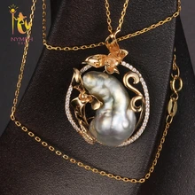 [NYMPH] ожерелье из натурального жемчуга кулон 13-14 мм жемчужина барокко кулон Модные вечерние подарок для женщин D307