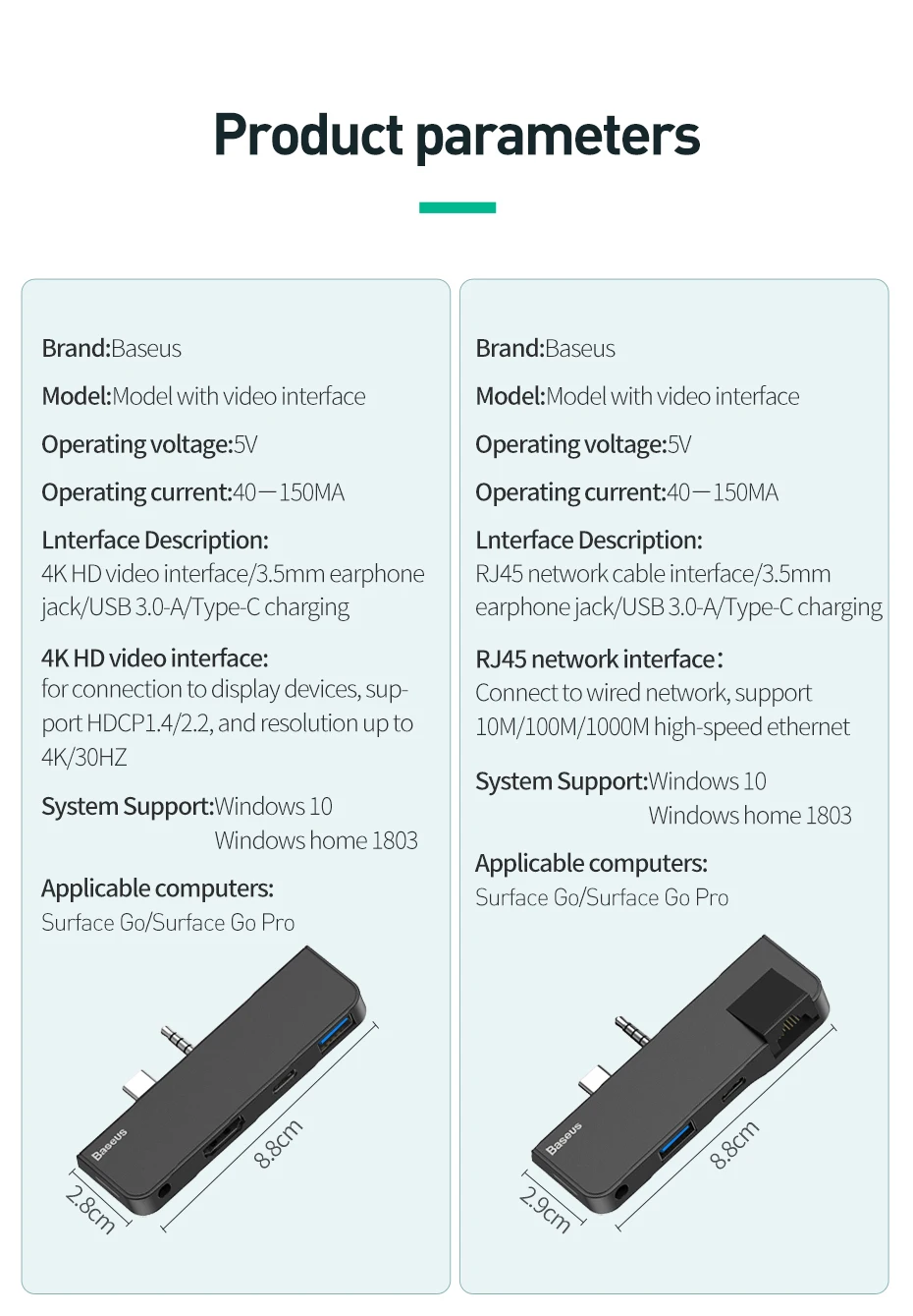 Baseus USB C док-станция USB 3,0 к USB 3,0 HDMI RJ45 док-станции для microsoft поверхности Go Pro Hero 4/5/6 usb-хаб Мульти USB разветвитель