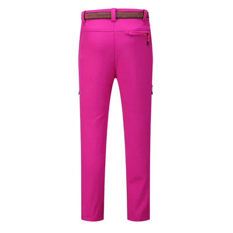 Mujeres Softshell al aire libre Pantalones de senderismo camping impermeable a prueba de viento trekking fleece interior Pantalones femenina escalada Windstopper
