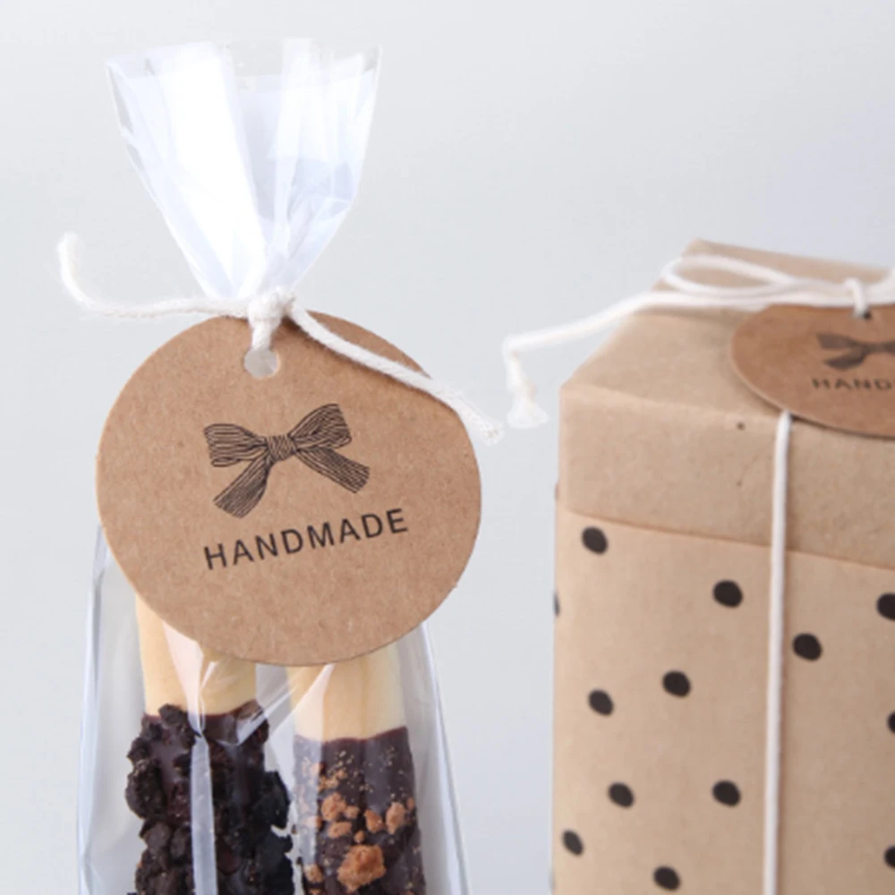 100 шт. этикеток ручной работы с бантиком крафт-Цена винтажная этикетка сделай сам
