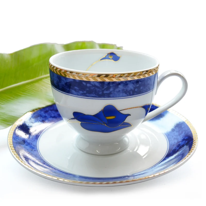 Free shipping, Brief high quality coffee cup blue classic flower coffee