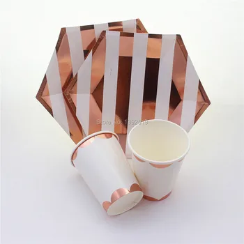 

Rose Gold Paper Plates Cups Straws For Wedding Bridal Shower Bachelorette Party 1st Birthday Baby Shower Free Shipping