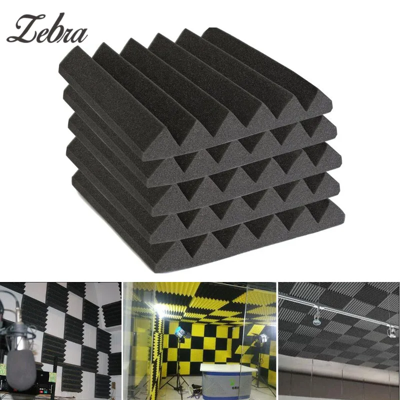 

Zebra Acoustic Soundproof Absorption Treatment Panel Charcoal Acoustic Wedge Studio Foam Sound Insulation Sponge 2''x12''x12"