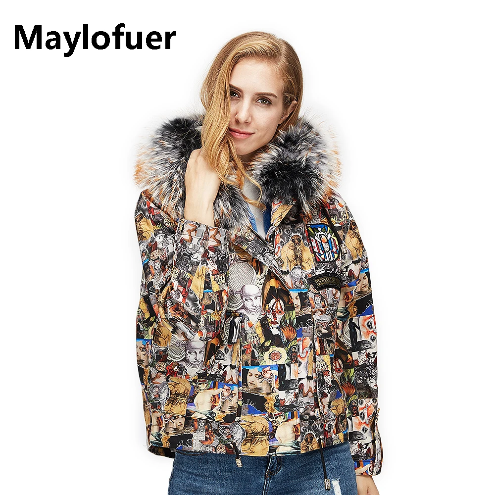 

Maylofuer New Short Real Rex Rabbit Fur Full Pelt Liner Parka Women Natural Raccoon Fur Collar Hood Coat Winter Fashion Parkas