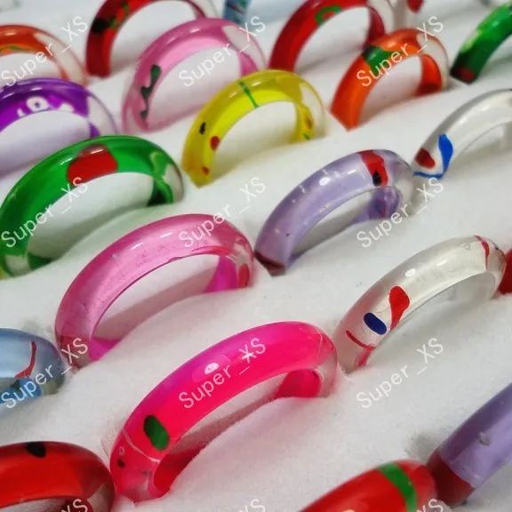 50pcs whole fashion colourful resin plastic rings for women jewelry