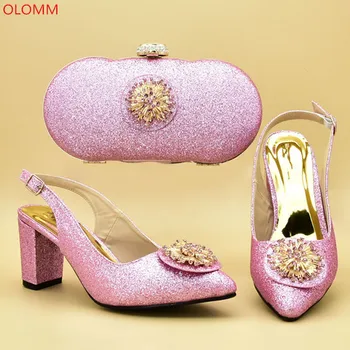 

OLOMM Pink Shoes and Bag Sets for Women Italian Shoes and Bags To Match Shoes with Bag Set Nigerian Shoes and Matching Bags!F-1