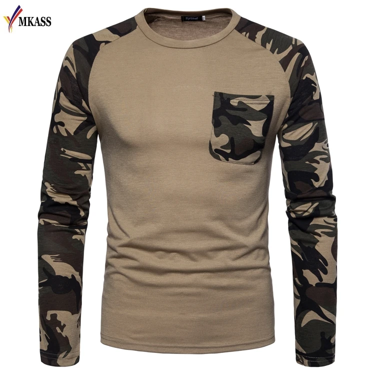 2018 Hip Hop T Shirt Men Fashion Camouflage Military T-Shirt Casual Long Sleeve O-Neck Loose Pullover Streatwear Male Tee Shirt