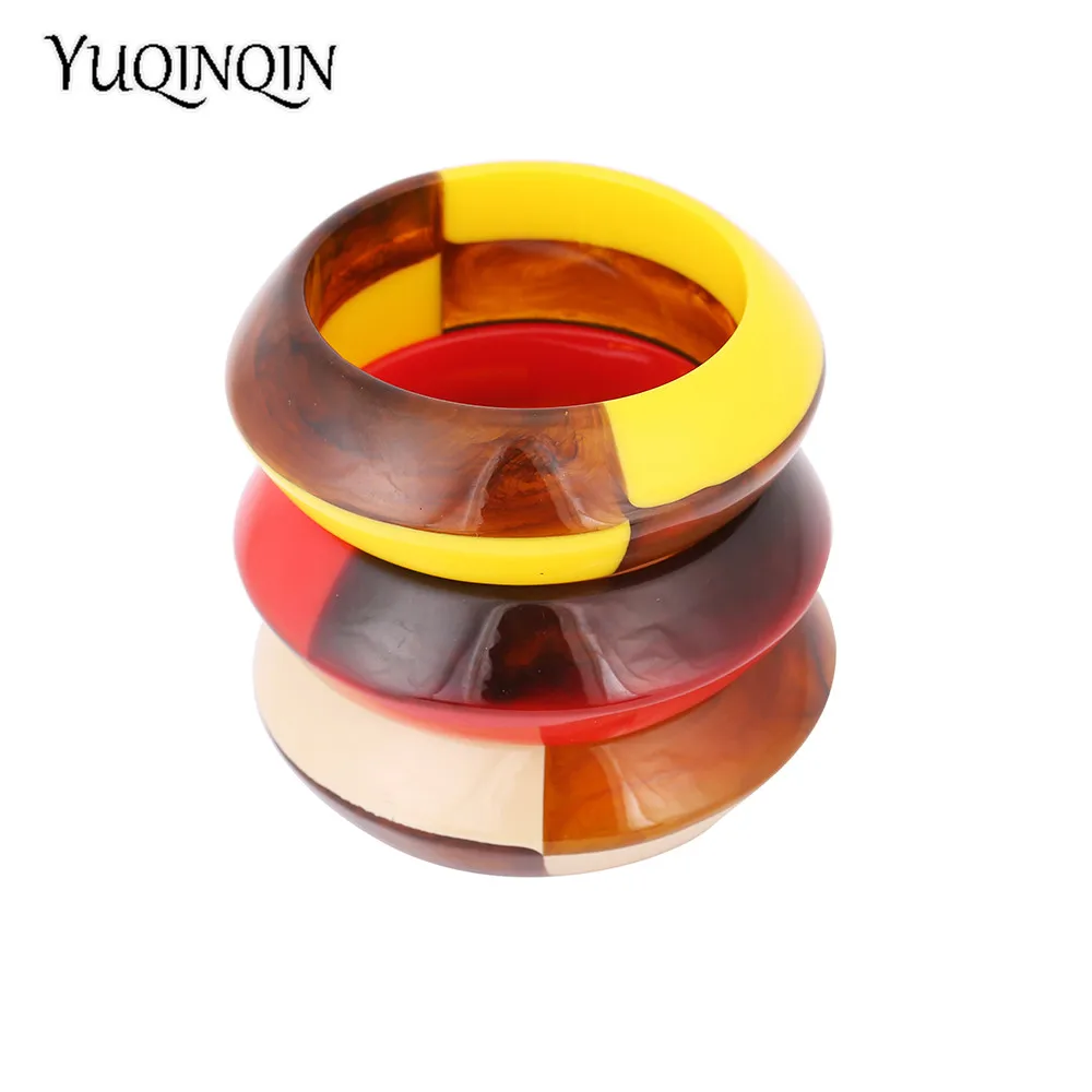 Acrylic Cuff Bracelet Bangles for Women Resin Geometric Wide Charm