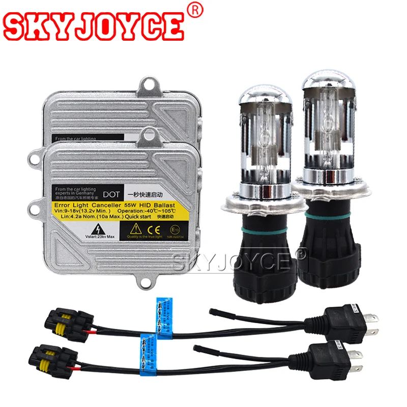 SKYJOYCE 55W DC 12V Быстрый Яркий h4 Bixenon HID комплект H4 Hi lo Биксеноновая лампа H4-3 Bi xenon 4300K 5000K