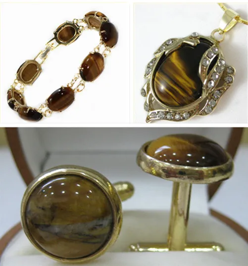 

free shipping>>> wholesale nice perfect match tiger eye bracelet pendant & cuffink jewelry set