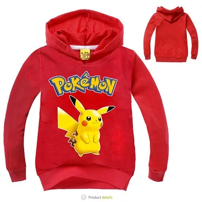  Z&Y 2-16Y New Pikachu Hoodie Boys Girls Hoodies Children's Cartoon Pokemon Go Print Sweatshirts Fas