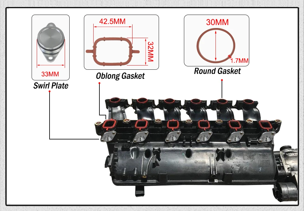 6 шт. 33 мм OEM дизайн из алюминия для BMW Swirl заглушка пластины уплотнение с прокладкой впускного коллектора 6 цилиндров HT-IMK02