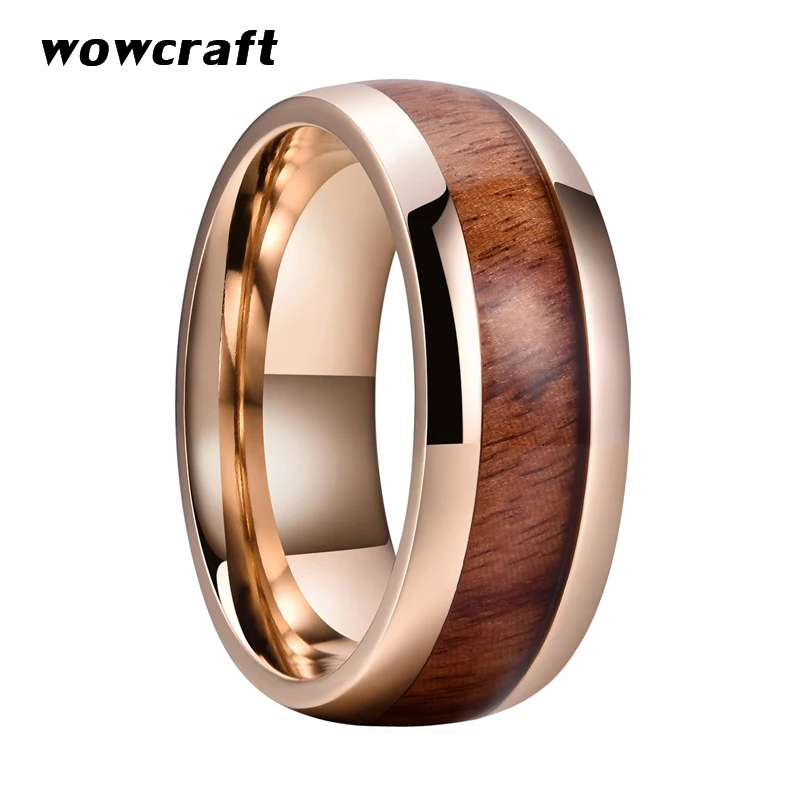 

Tungsten Wedding Band Ring for Men Women 8mm Dome Band Rose Gold Tungsten Carbide Rings with Comfort Fit Polished Shiny Surface