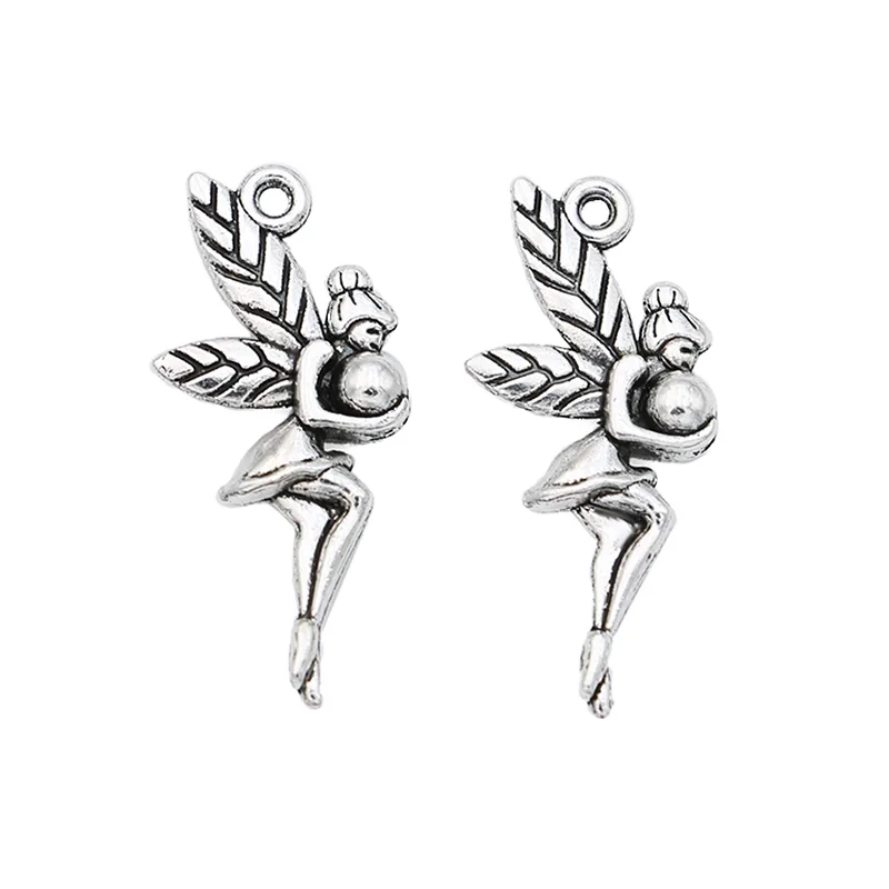 Antique Silver Plated Fairy Charms Beads Pendants for Jewelry Making DIY Handmade 26x12mm | Украшения и аксессуары