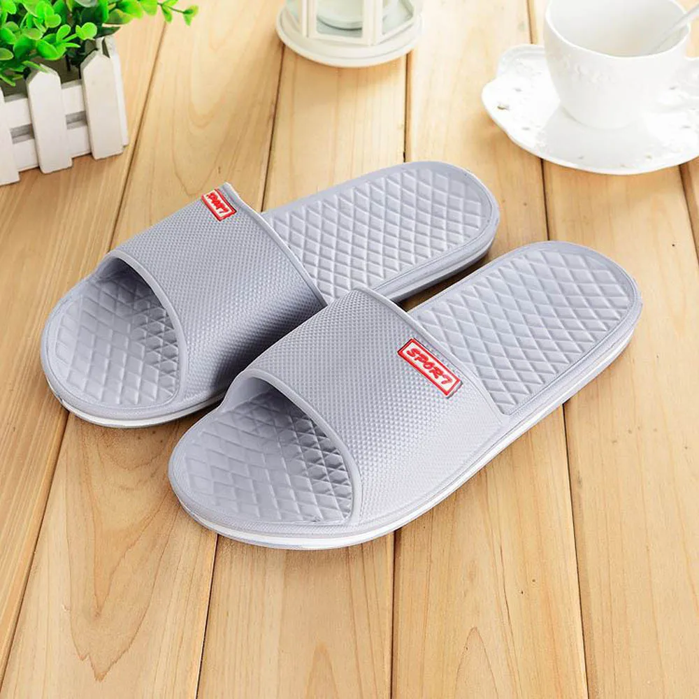 

SA66 Men Solid Flat Bath Slippers Summer Sandals Indoor & Outdoor Slippers