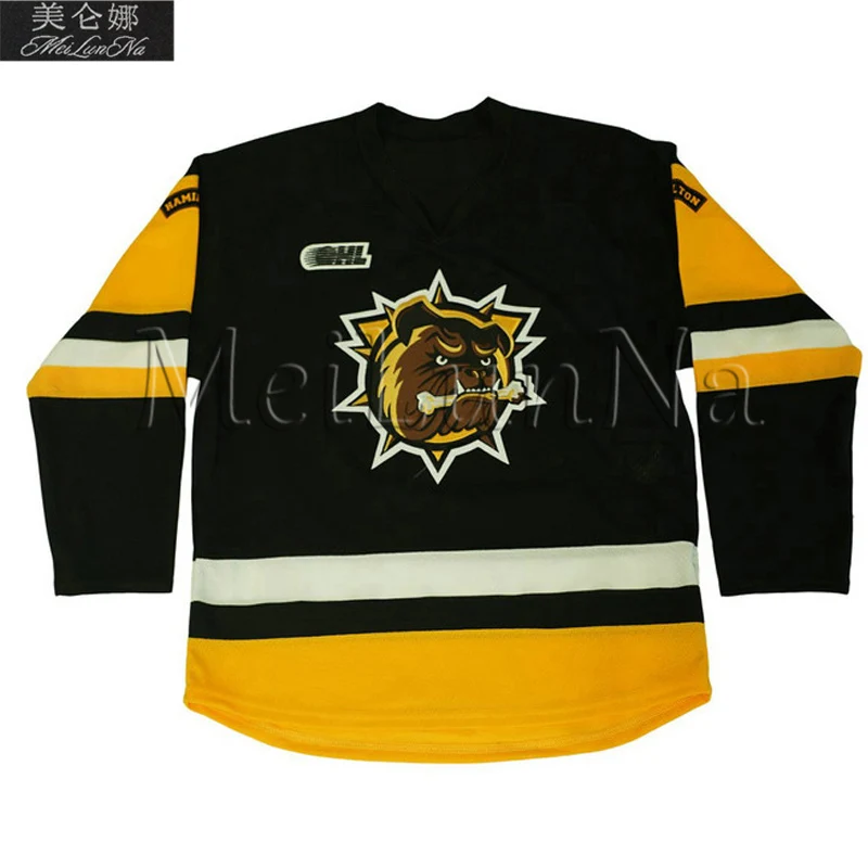 

MeiLunNa Customize OHL Hamilton Bulldogs Jerseys 76 PK Subban 77 Jake Murray 15 Dunc MacIntyre Home Road Sewn On Any Name NO.