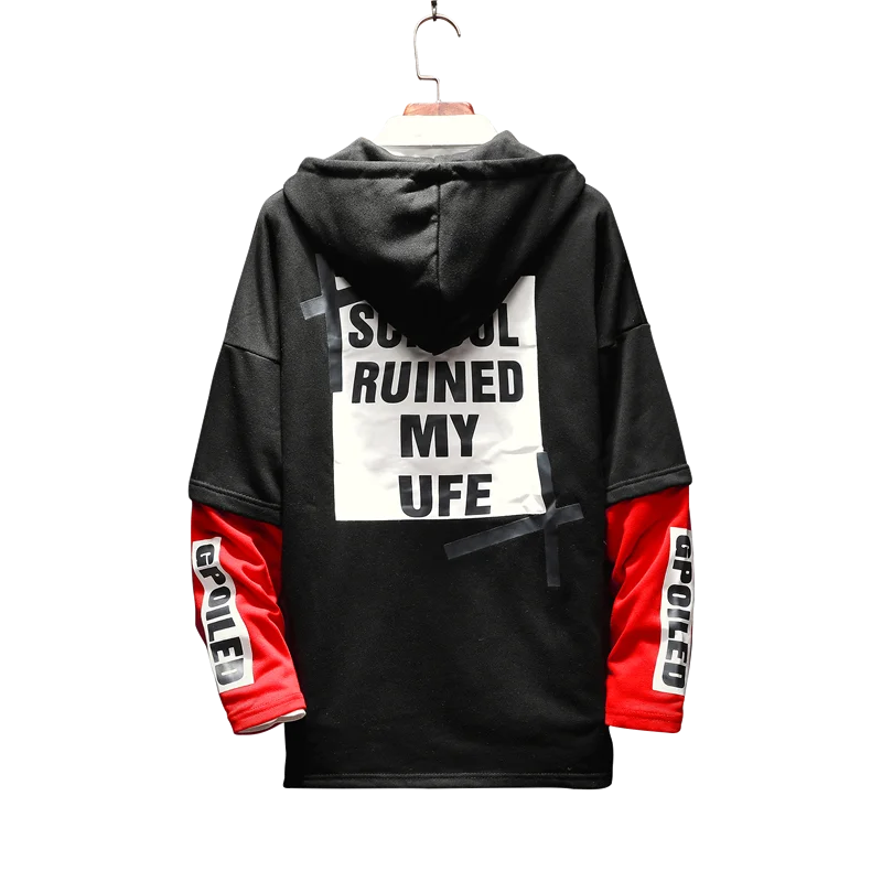  Pachwork Autumn Spring 2019 Hoodie Sweatshirt Mens Hip Hop Punk Pullover Streetwear Casual Fashion 