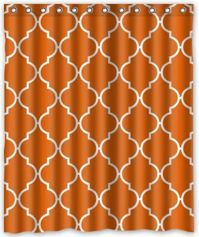 

Top design Moroccan Tile Quatrefoil Orange and White Lattice Shower Curtain 60"(w) x 72"(h) Generic Shower Curtain Liners