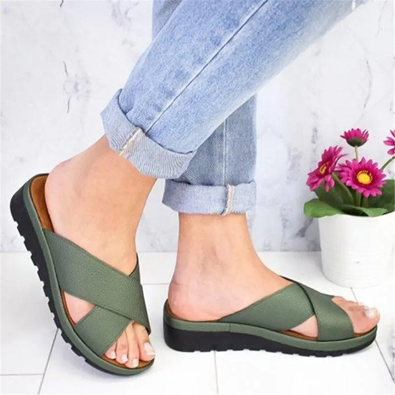 

LOOZYKIT Summer Shoes For Woman Outdoor Cross Sandals Sandalias Shoes Dropship Mid-heel Wedge Soft Bottom Comfortable Sandals