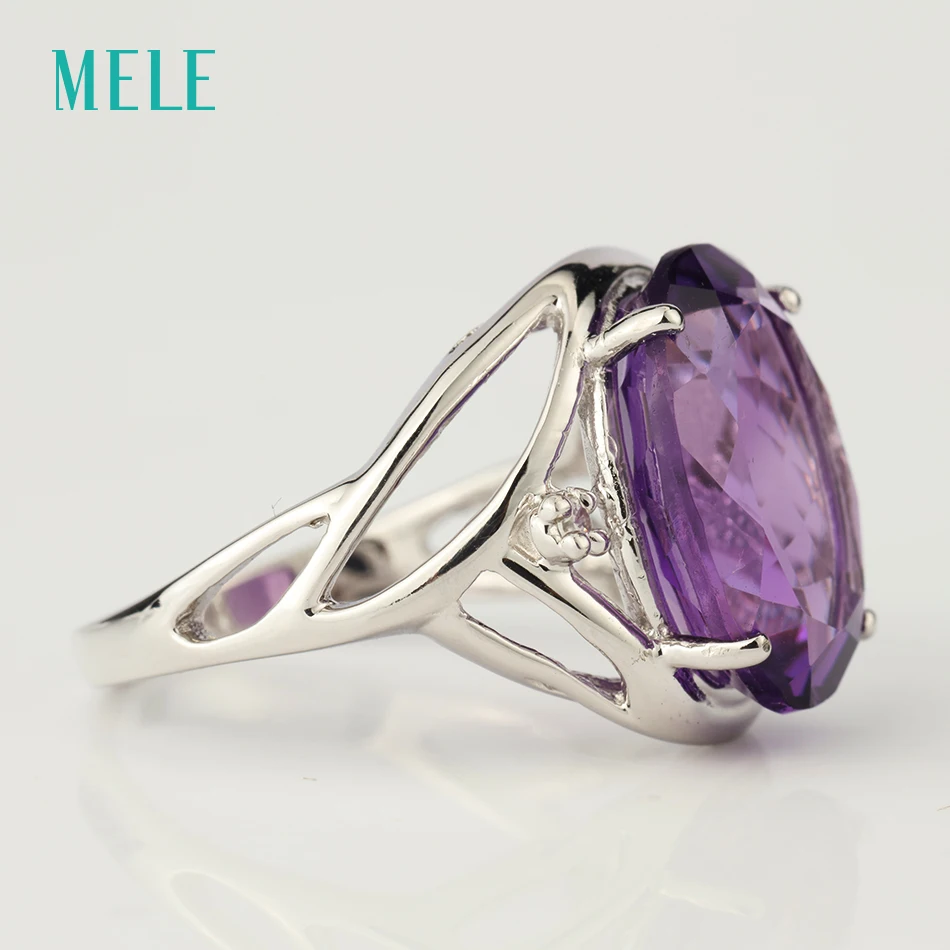 MELE природный аметист, серебро кольцо, овальное 12 мм* 16 мм, Глубокий фиолетовый цвет и Идеальный резки огня, романтическое и популярное женское кольцо