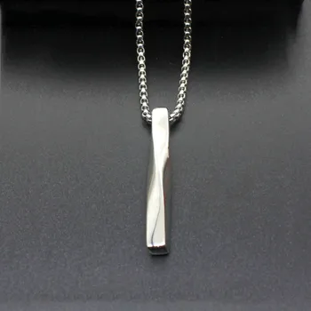 

Simple Design Irregular Stick Pendant Bar Stainless Steel Never Fade Necklace Men Link Chain Geometric Necklace Punk Gifts