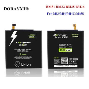 

DORAYMI BM31 BM32 BM35 BM36 Battery for Xiaomi Mi 3 4 4C 5S Mi3 Mi4 Mi4C Mi5S Cellphone Batteries Lithium Polymer Bateria