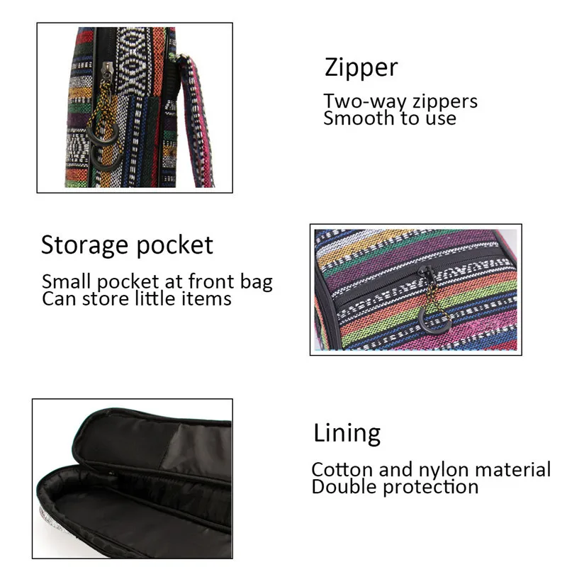 New 21 23 26 Inch Padded Cotton Folk Bass Guitar Bag Portable Foldable Ukulele Case Double Strap Guitar Backpack Guitar Parts