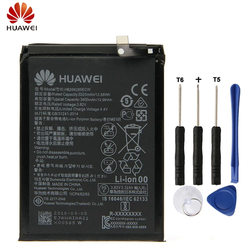 

HuaWei Original HB396285ECW Battery For Huawei P20 EML-AL00 Genuine Replacement Phone Battery 3400mAh With Free Tools