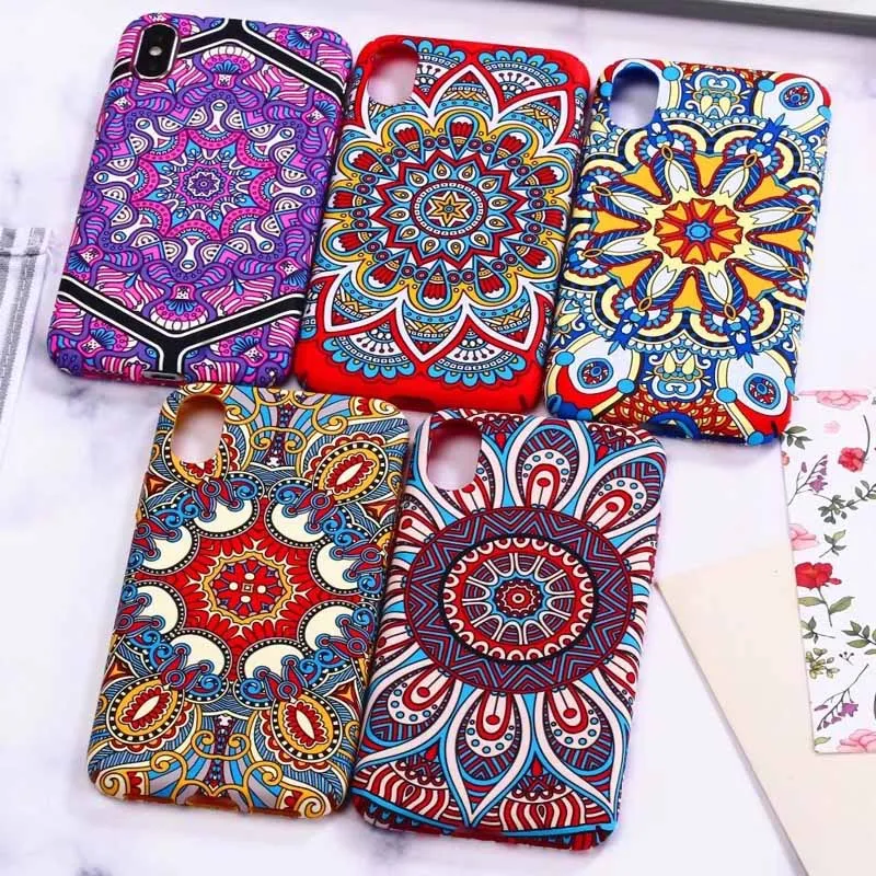 National Wind Totem Scrub Embossed Luminous All-inclusive Hard Case For iPhone X 10 6s 8 Cover Apple 7 Plus Matte |