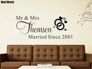 

Mad World-Personalised Mr & Mrs Wedding Romantic Wall Art Stickers Wall Decals Home DIY Decoration Removable Decor Wall Stickers