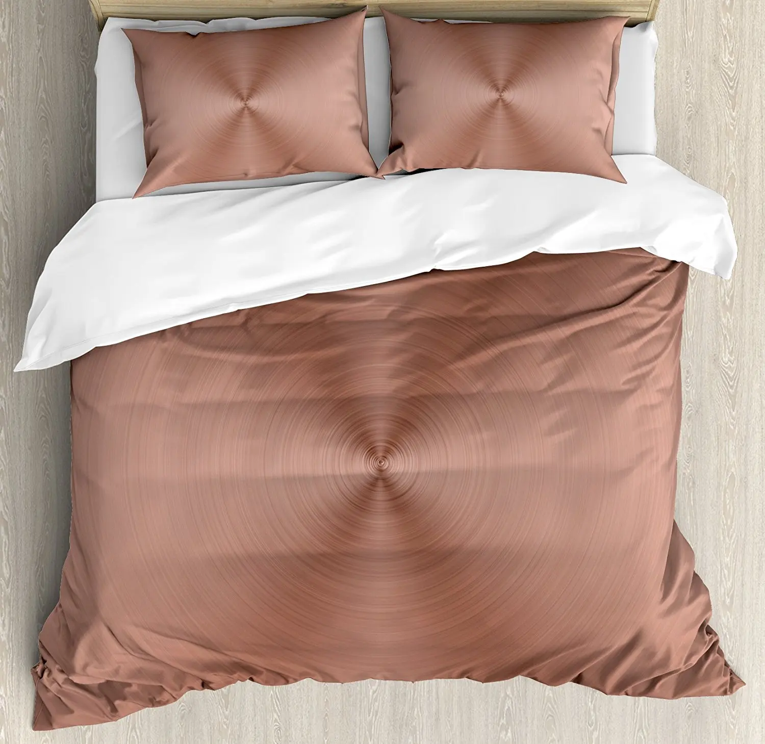Copper Duvet Cover Set Circle Copper Steel Texture Inspired Radial and