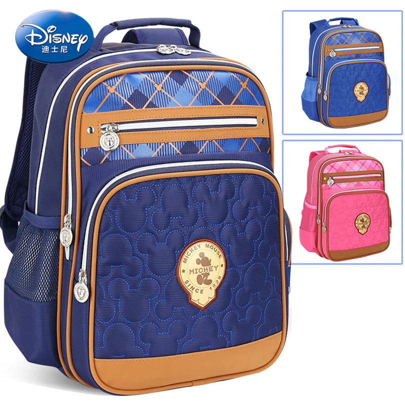 

Disney Mickey Mouse Waterproof Backpack School Bags for Boys Girls Cartoon Artificial Leather Schoolbag Kids Satchel Grade 1-3