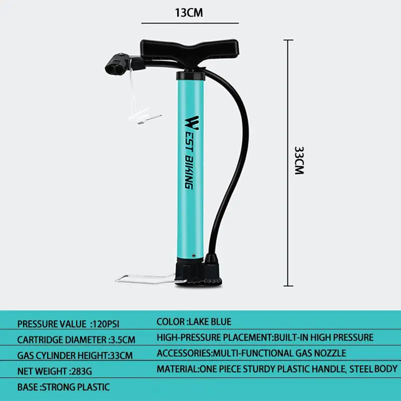 WEST BIKING велосипедный насос 120/160PSI высокого давления Шредер Presta клапан воздушный ножной насос стальной насос для шин MTB дорожный велосипед насос